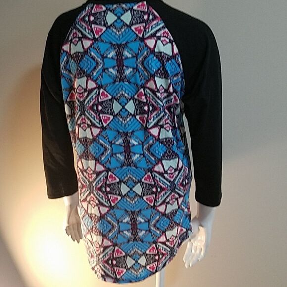 LuLaRoe Blue & Pink Long Sleeve Tee Shirt (Medium) - Picture 4 of 5